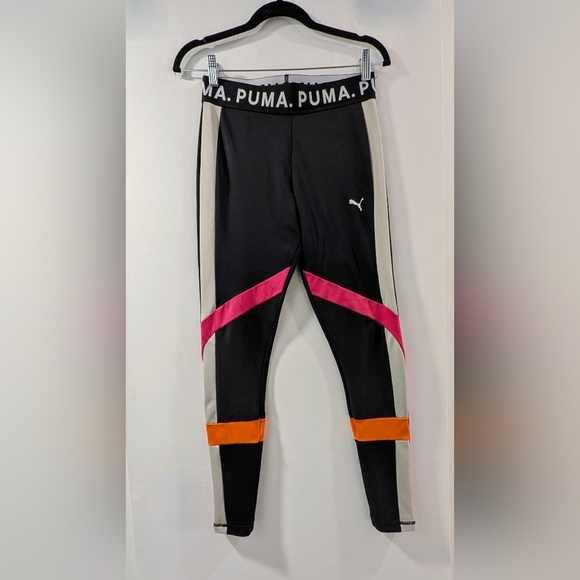 Puma Women's Black, Pink, and Orange Leggings - Picture 2 of 6